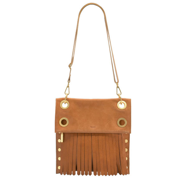 Hammitt Montana Saddle Brown Zip Suede Gold Reverse Leather Bag Handbag Purse NW - Picture 8 of 8